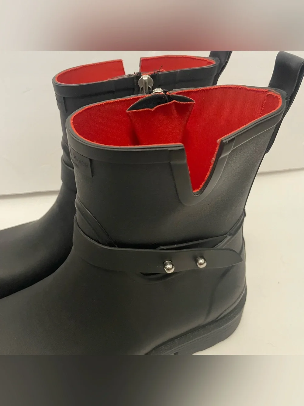 Rag & Bone Black Rubber Rain Boots Women's EU 39 Waterproof Moto Ankle Boots 8.5